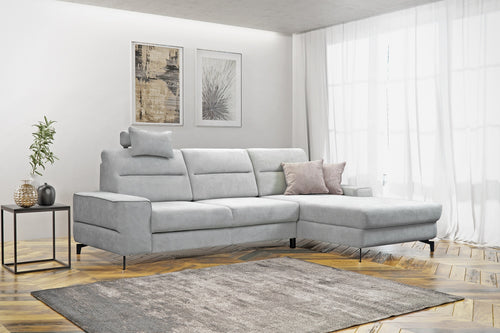Ecksofa Schlaffunktion mit Chaiselongue Rechts, 4-Sitzer, Noma I Grau