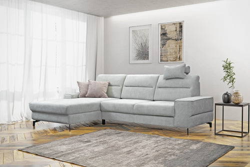 Ecksofa Schlaffunktion mit Chaiselongue Links, 4-Sitzer, Noma I Grau