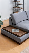 Ecksofa mit Chaiselongue Rechts, 4-Sitzer, aus Samtstoff, Tulip Grau (3)