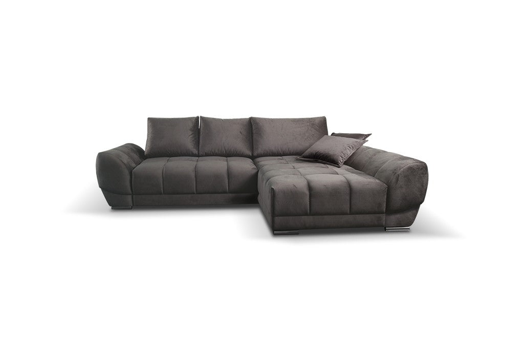 Ecksofa Schlaffunktion mit Chaiselongue Rechts, 4-Sitzer, Voleto Schwarz (2)