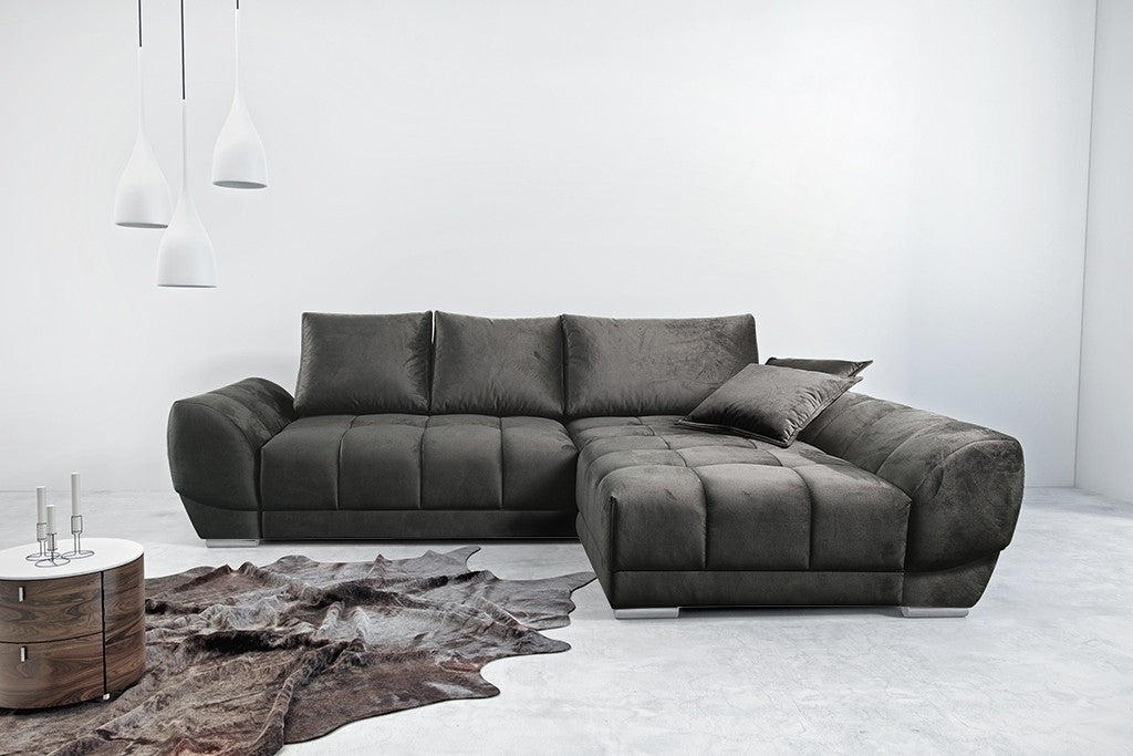 Ecksofa Schlaffunktion mit Chaiselongue Rechts, 4-Sitzer, Voleto Schwarz