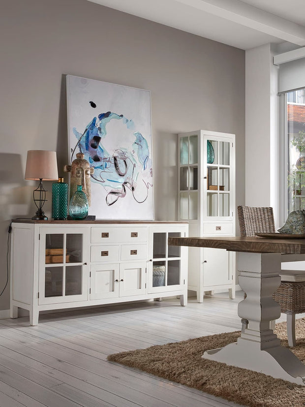 Kommode mit 3 schubladen und 4 türen Everest Weiß (1)