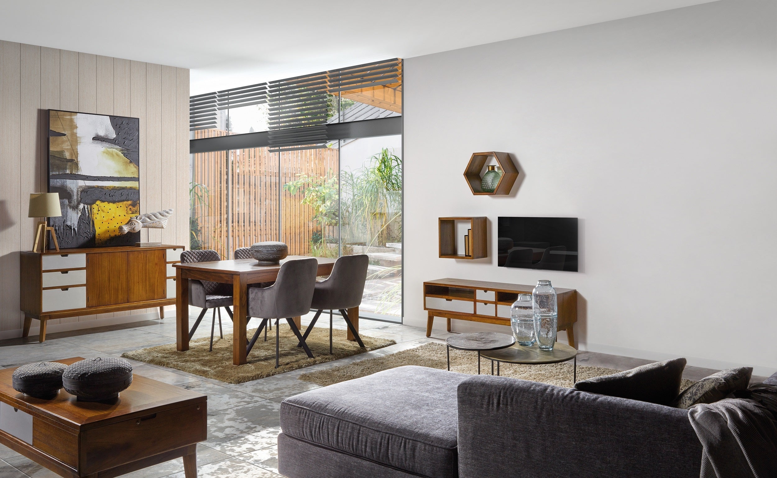 Kommode mit 6 schubladen und 2 türen Artic Nussbaum (2)