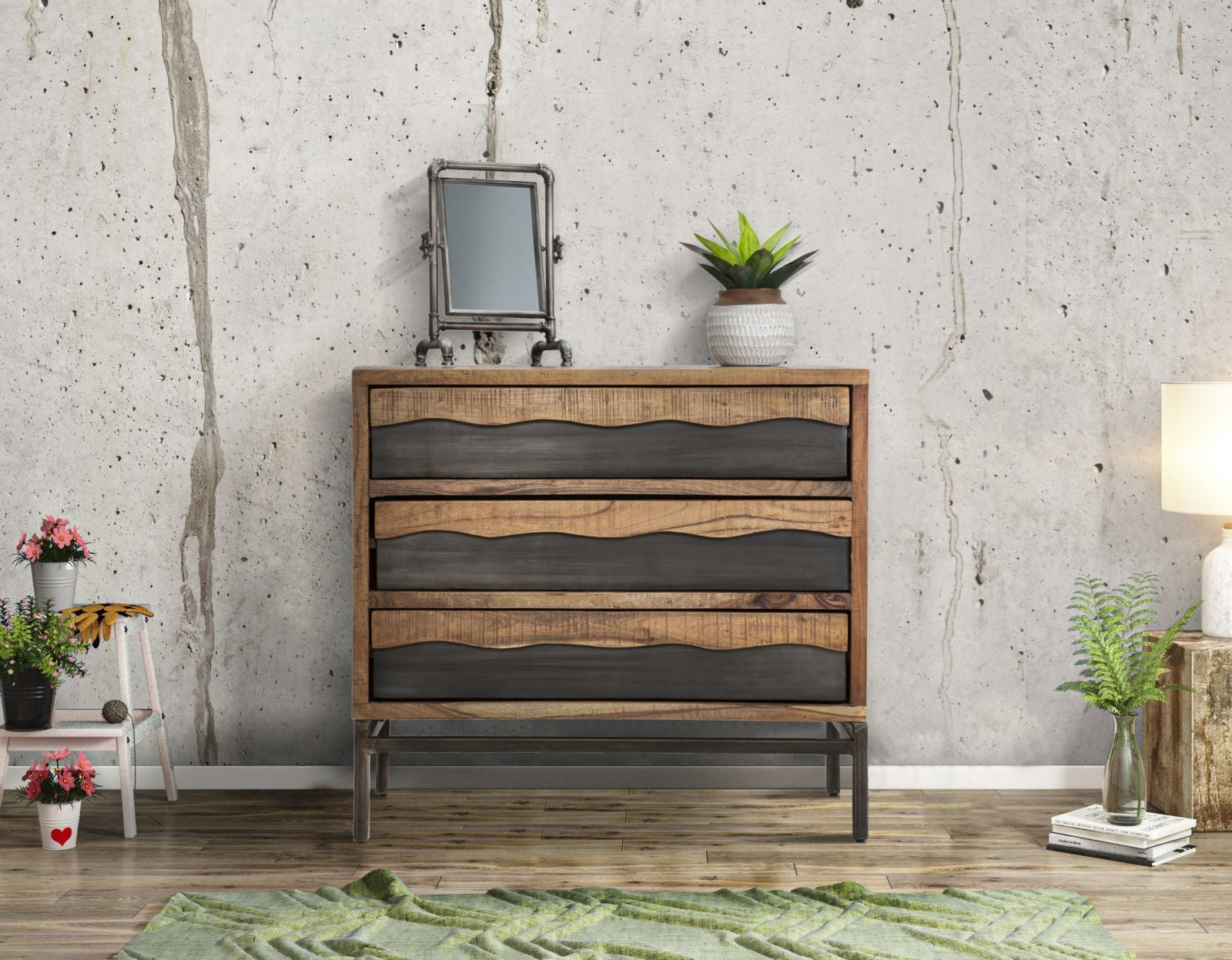 Kommode mit 3 schubladen Yellowstone Small Natürlich