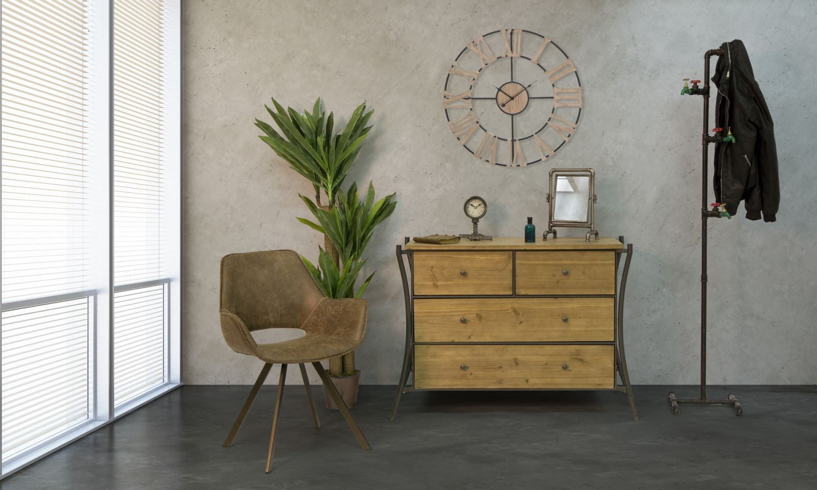 Kommode mit 4 schubladen Glasgow Natürlich (10)