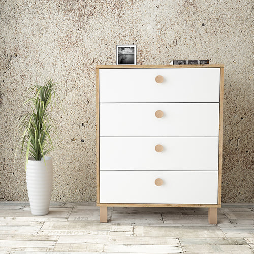 Kommode mit 4 schubladen, Vilamo VL80-217 Weiß (1)