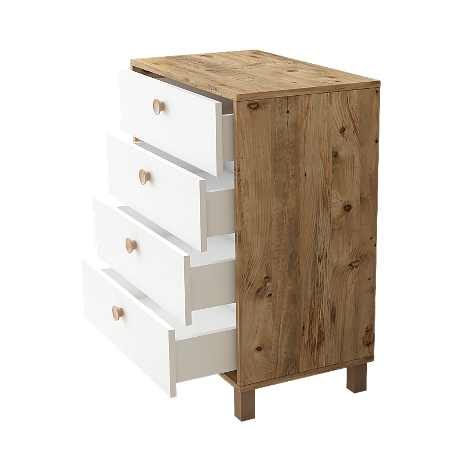 Kommode mit 4 schubladen, Vilamo VL80-217 Weiß (3)