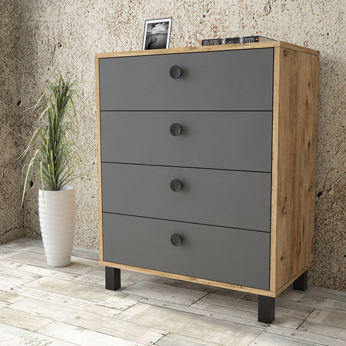 Kommode mit 4 schubladen, Vilamo VL80-228 Anthrazit