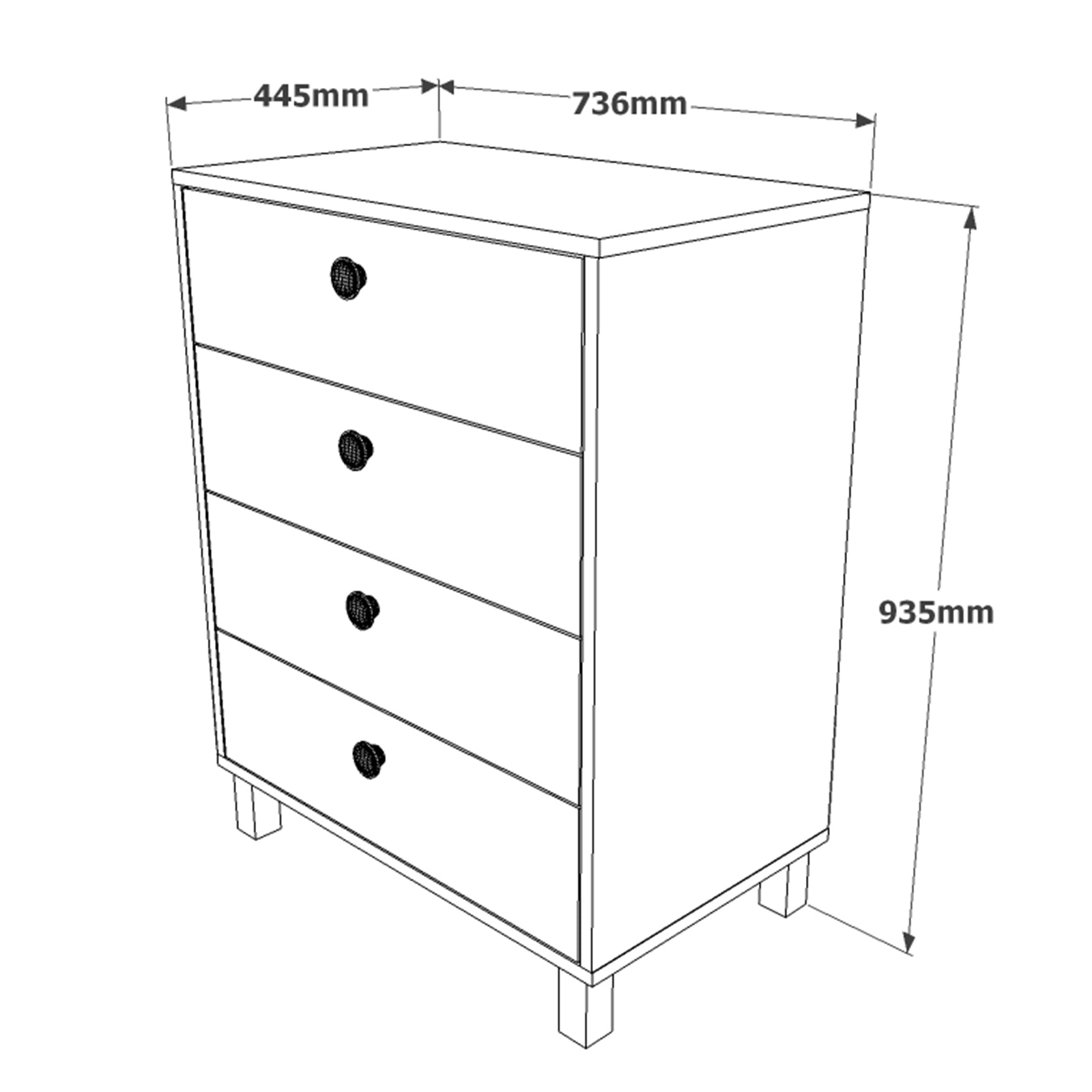 Kommode mit 4 schubladen, Vilamo VL80-228 Anthrazit (5)