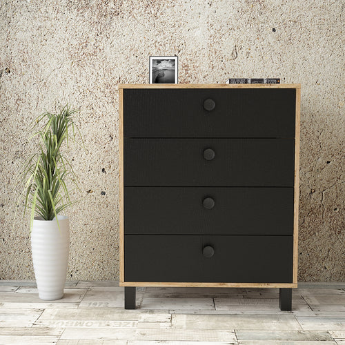 Kommode mit 4 schubladen, Vilamo VL80-238 Schwarz (1)