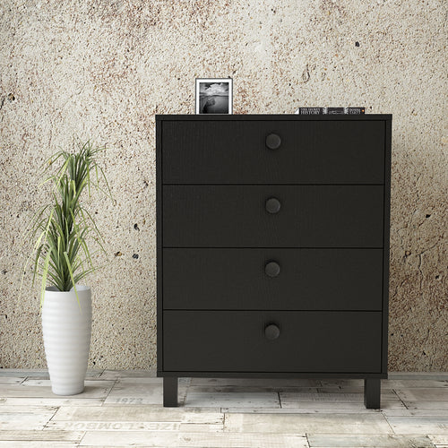 Kommode mit 4 schubladen, Vilamo VL80-338 Schwarz (1)