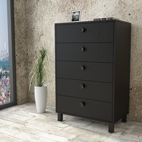 Kommode mit 5 schubladen, Vilamo VL82-338 Tall Schwarz