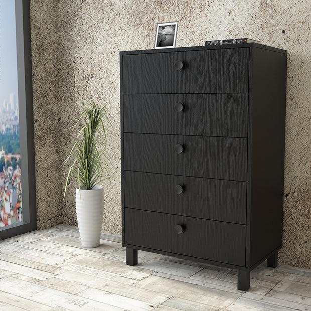 Kommode mit 5 schubladen, Vilamo VL82-338 Tall Schwarz