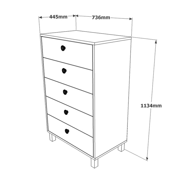 Kommode mit 5 schubladen, Vilamo VL82-338 Tall Schwarz (5)