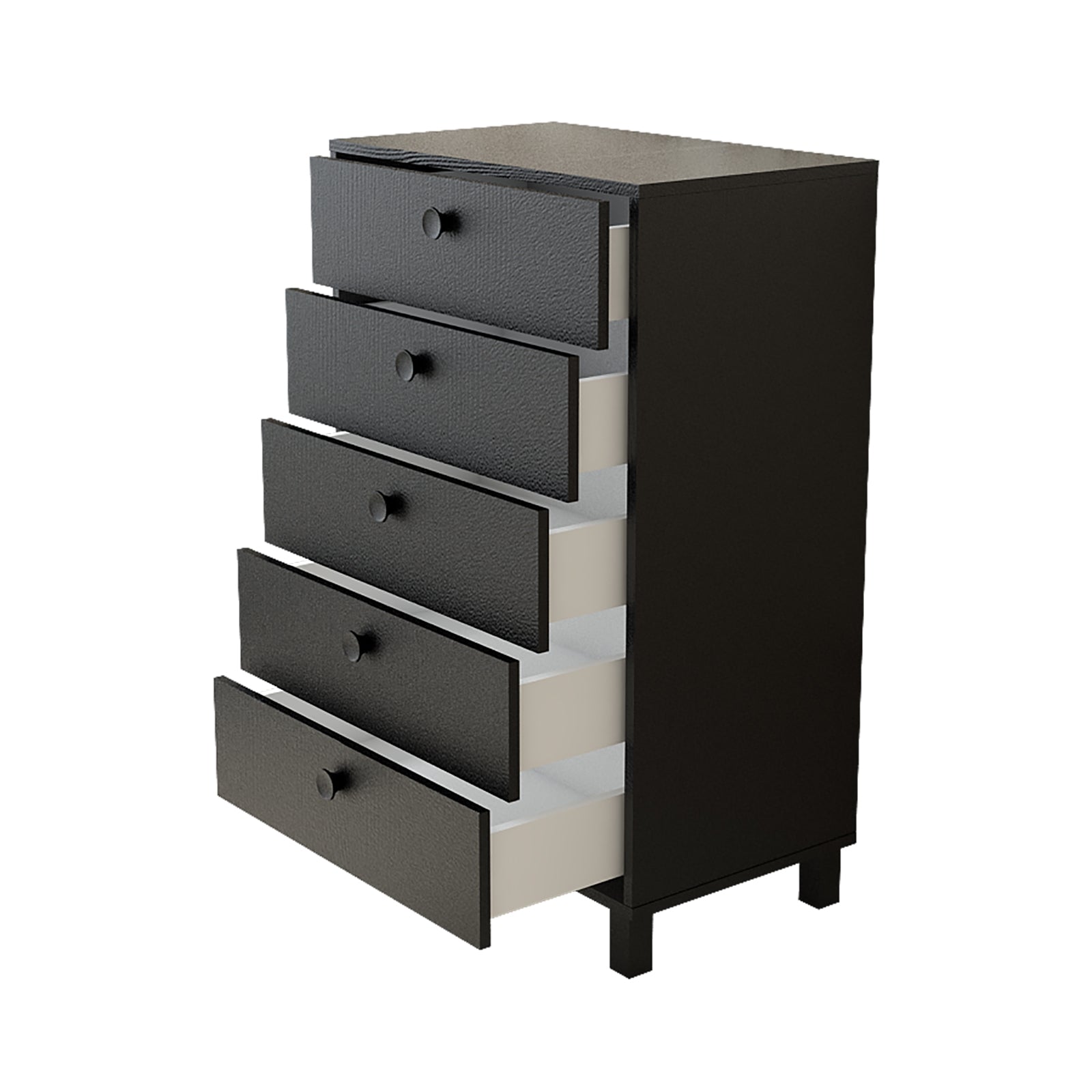 Kommode mit 5 schubladen, Vilamo VL82-338 Tall Schwarz (3)