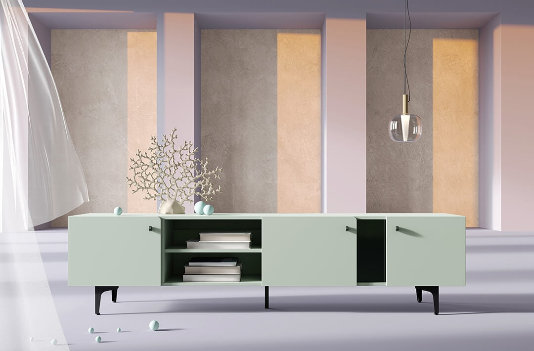 TV-Möbel mit 3 türen, Colours Small CS 05 Matte Grün