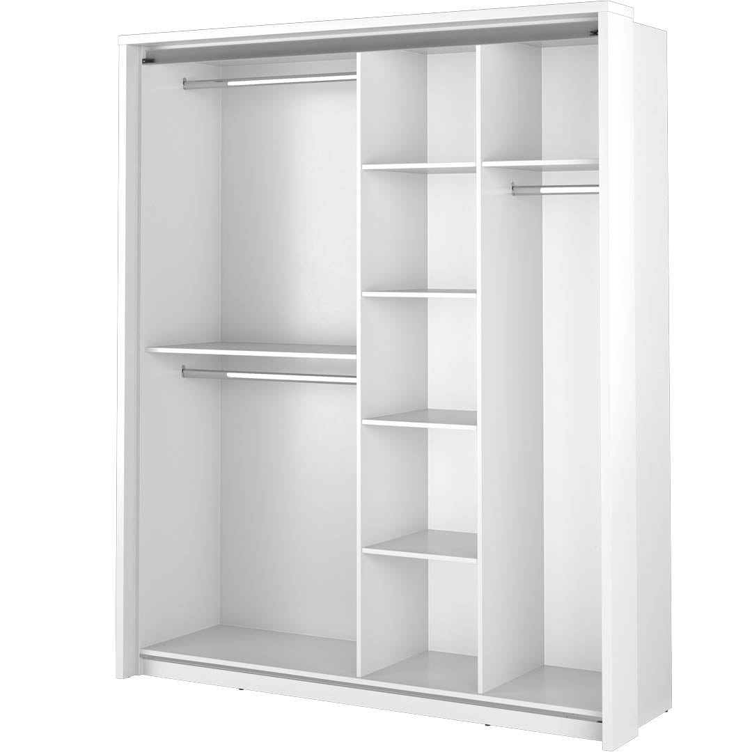 Kleiderschrank mit 2 schiebetüren und spiegel, Arti 17 Double Weiß Matte (3)