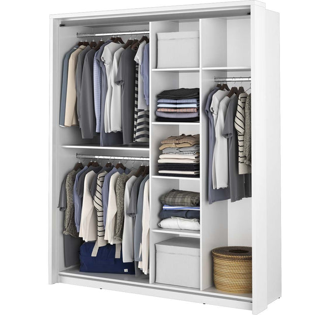 Kleiderschrank mit 2 schiebetüren und spiegel, Arti 17 Double Weiß Matte (5)