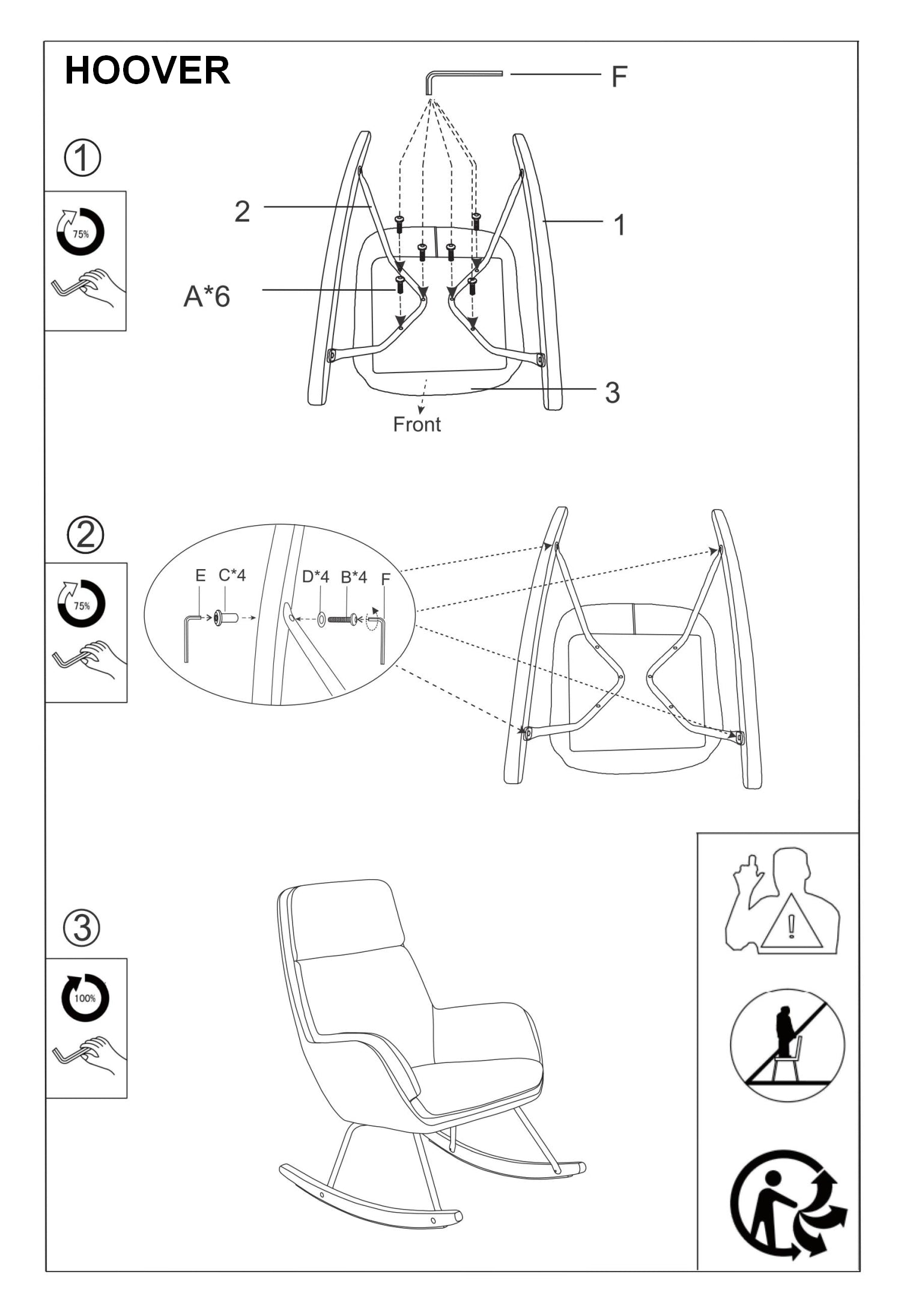 Schaukelsessel mit Samtstoff Hallan Grau (2)