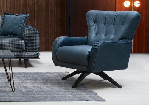 Sessel mit Samtstoff Arredo Blau (1)