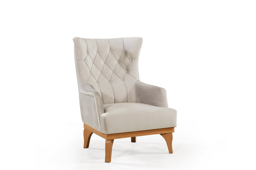 Sessel mit Samtstoff Elena Creme