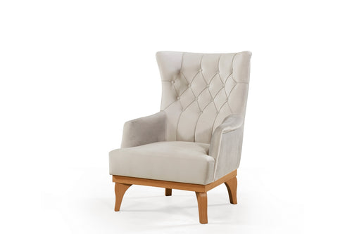 Sessel mit Samtstoff Elena Creme (1)