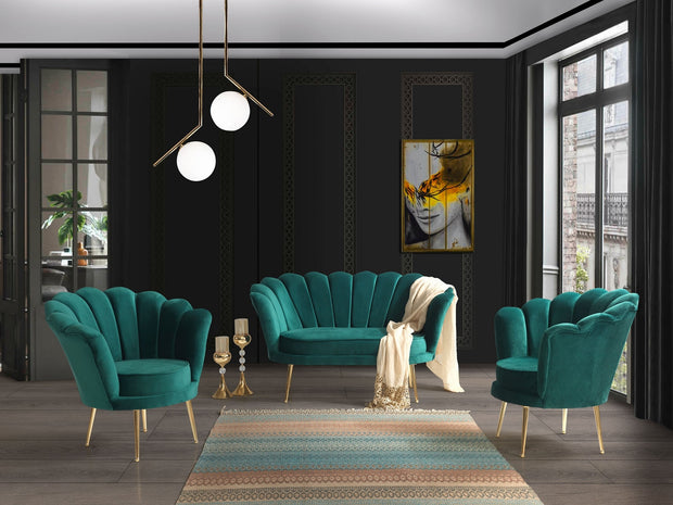 Sessel mit Samtstoff Inci Grün (2)