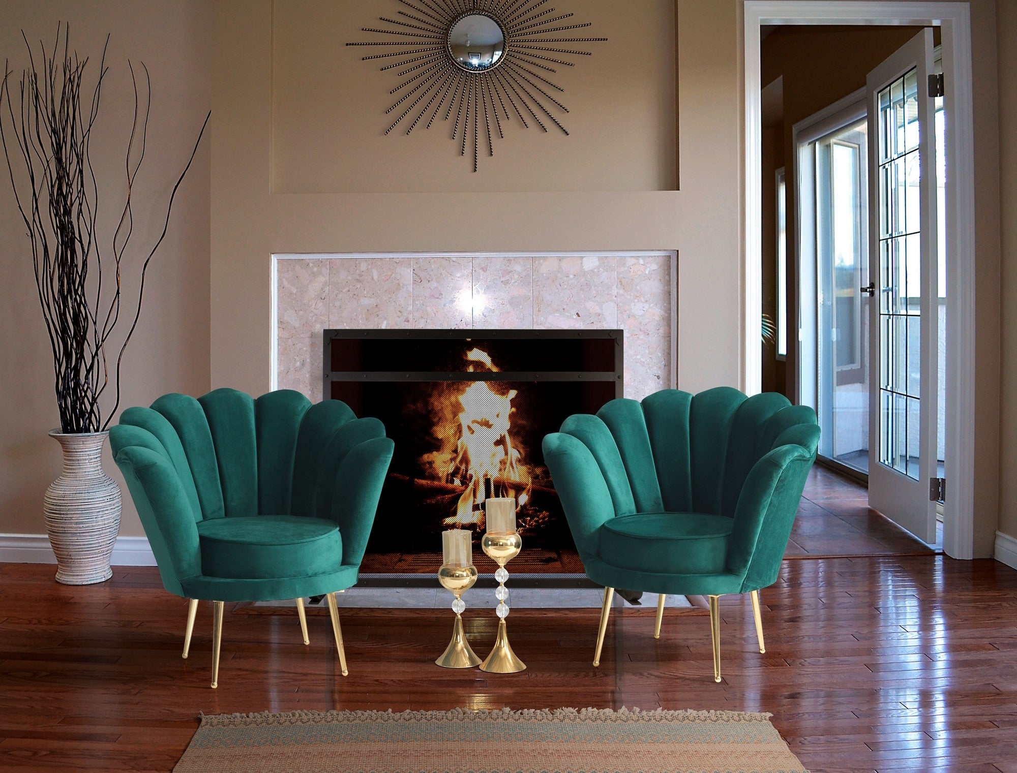 Sessel mit Samtstoff Inci Grün (3)