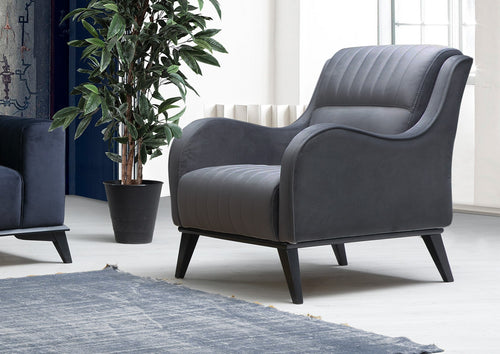 Sessel mit Samtstoff Lisa Anthrazit