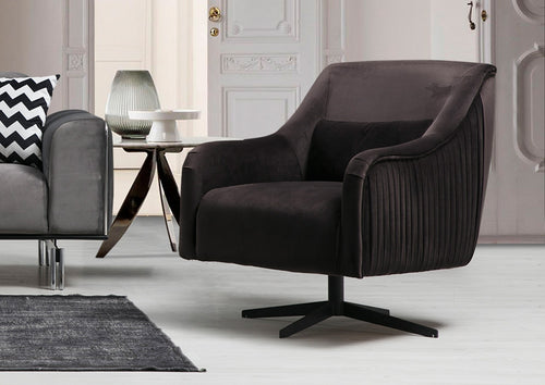 Sessel mit Samtstoff London Schwarz