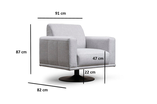 Drehsessl mit Stoff Nikea Grau (5)