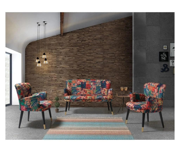 Sessel mit Stoff Patchwork Mehrfarben (1)