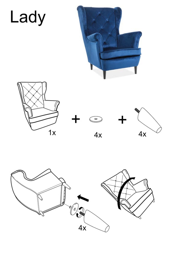 Sessel mit Samtstoff Layne Grau (2)
