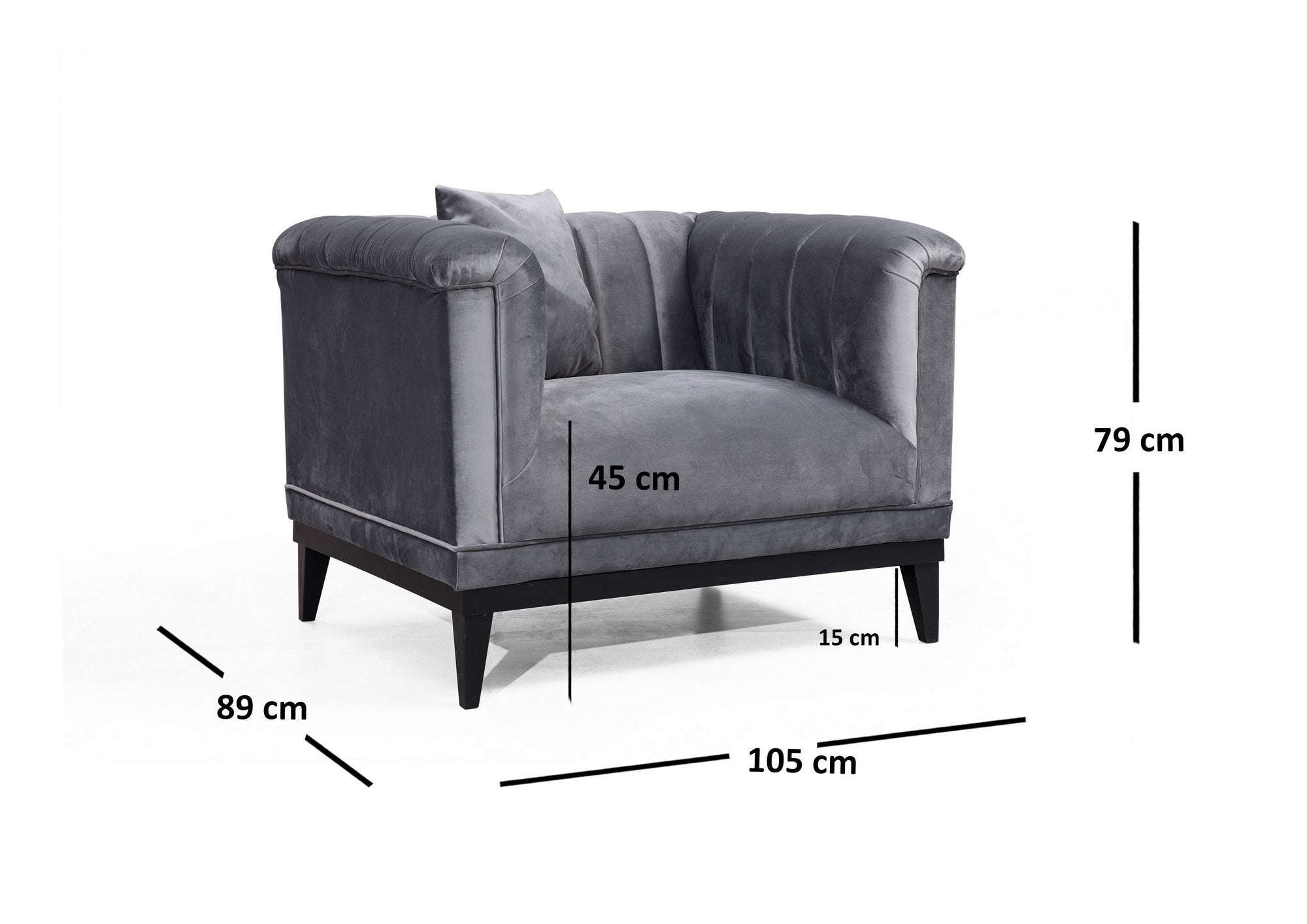 Sessel mit Samtstoff Trendy Grau (2)