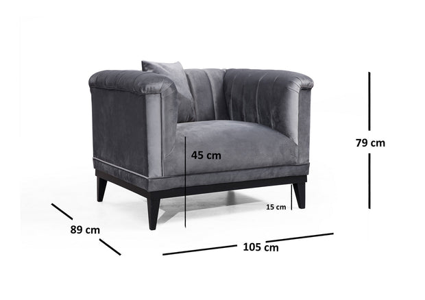 Sessel mit Samtstoff Trendy Grau (2)