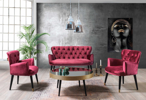 Sessel mit Samtstoff Vegas Burgund (1)