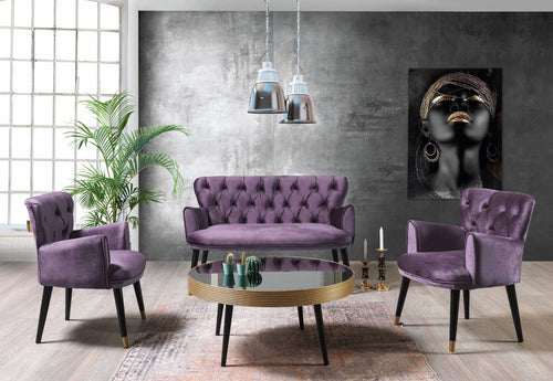 Sessel mit Samtstoff Vegas Violett (1)