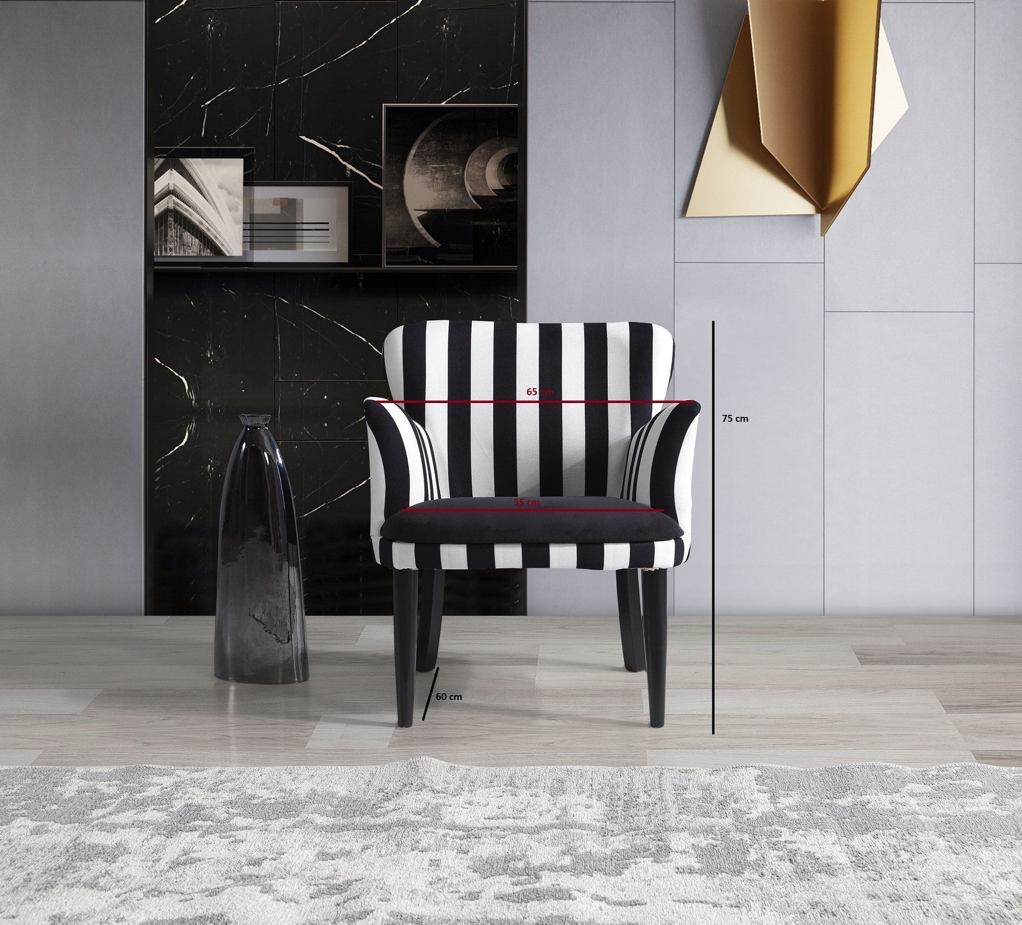 Sessel mit Stoff Zebrano Weiß und Schwarz (2)