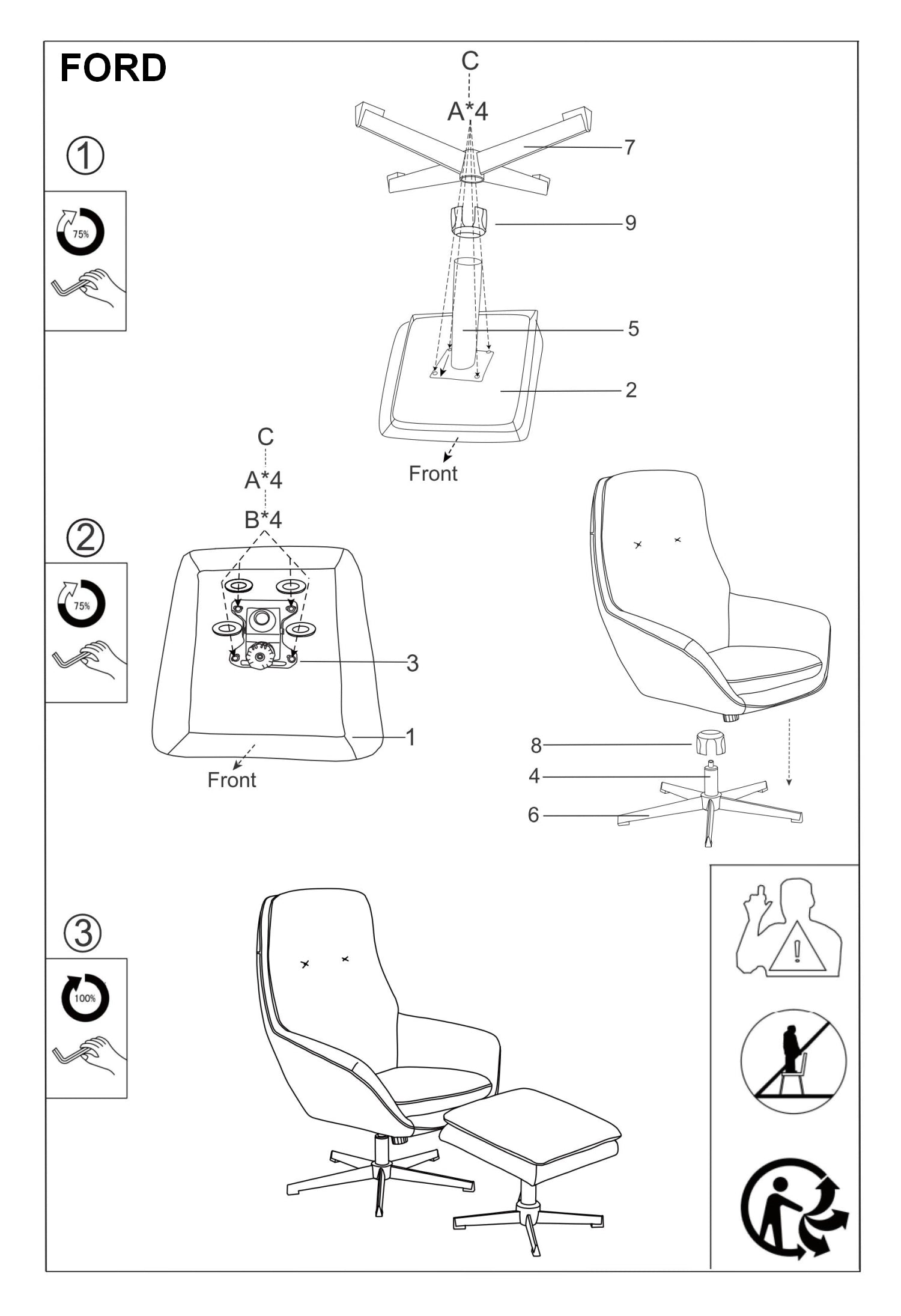 Relaxsessel mit Hocker, aus Samtstoff Fonzi Grau (2)