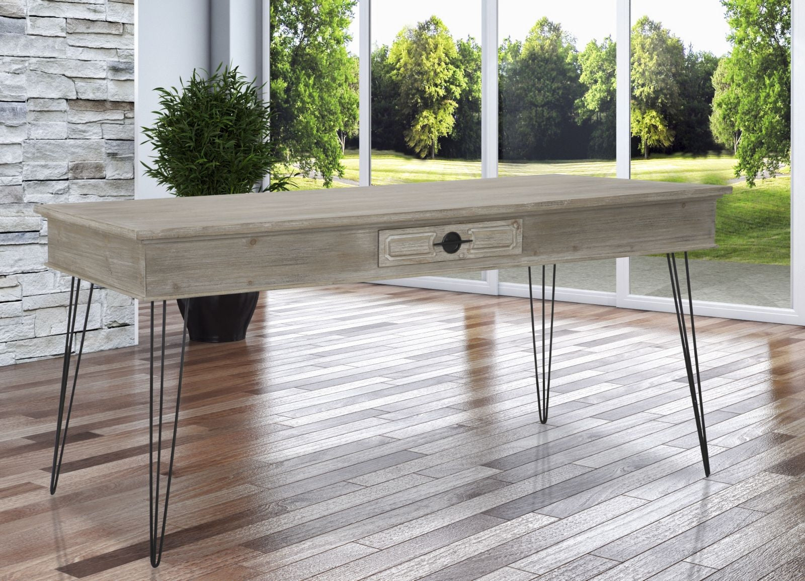 Esstisch mit 2 schubladen Saigon Natürlich (7)