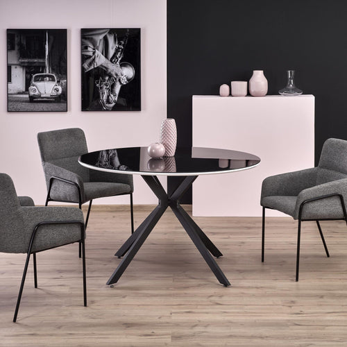Esstisch Runder Avelyn Weiß und Schwarz (1)