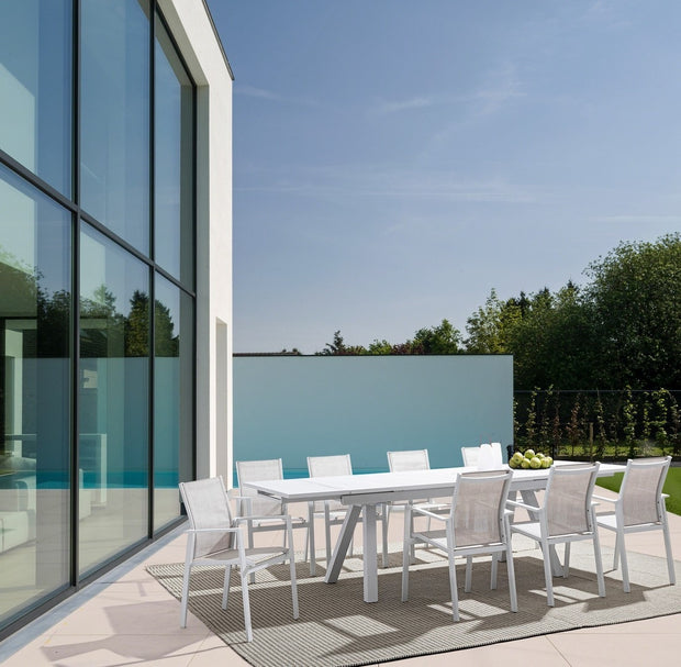 Ausziehbarer Gartentisch Crozet Weiß (1)