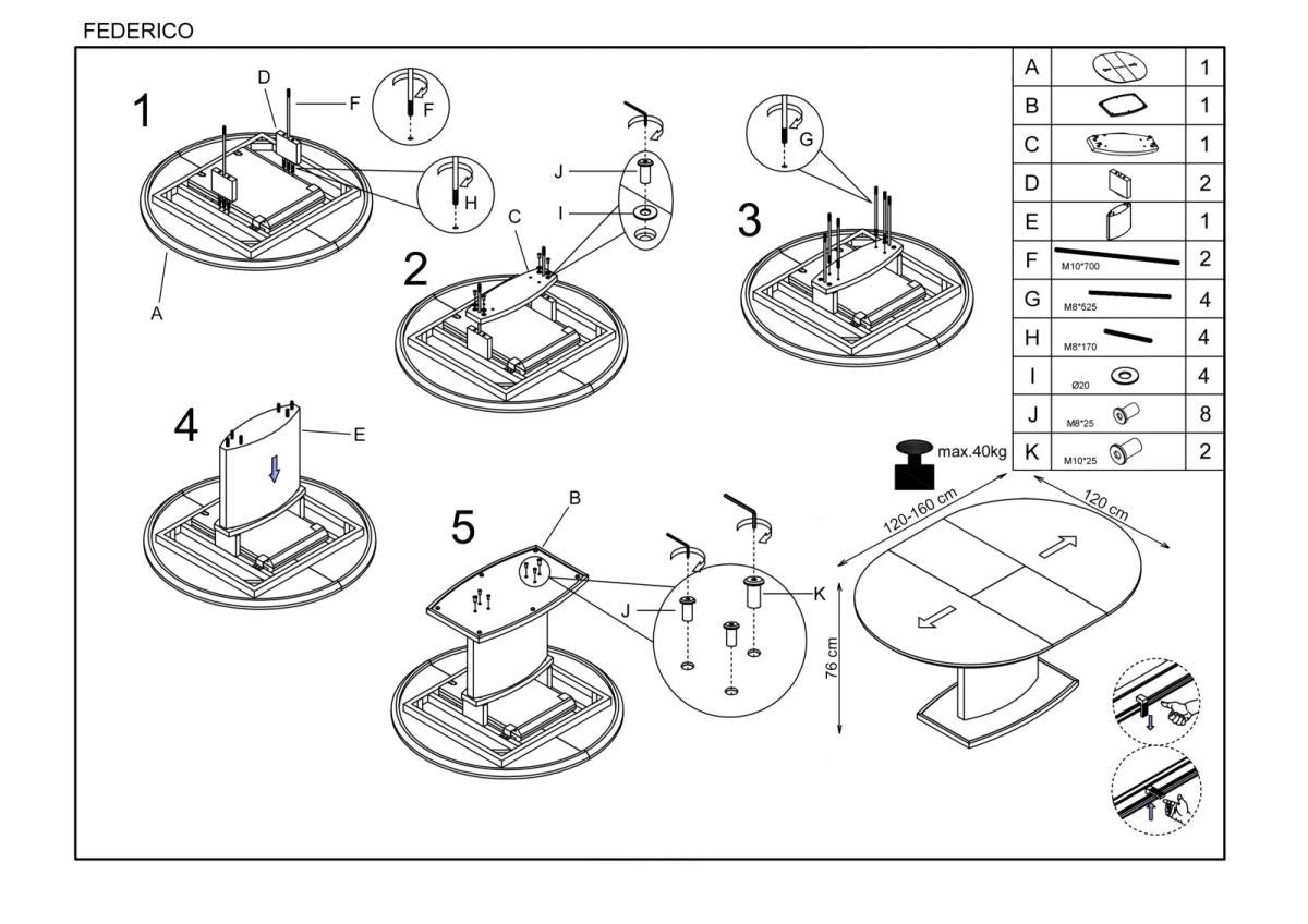 Esstisch Ausziehbarer Federigo Weiß (8)