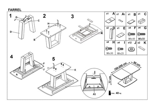 Esstisch Ausziehbarer Farley Schwarz (1)