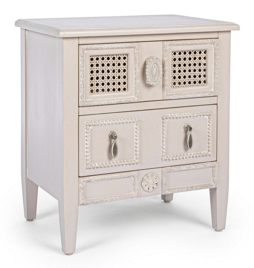 Nachttisch mit 2 schubladen Eunice Elfenbein