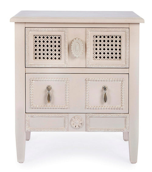 Nachttisch mit 2 schubladen Eunice Elfenbein (1)