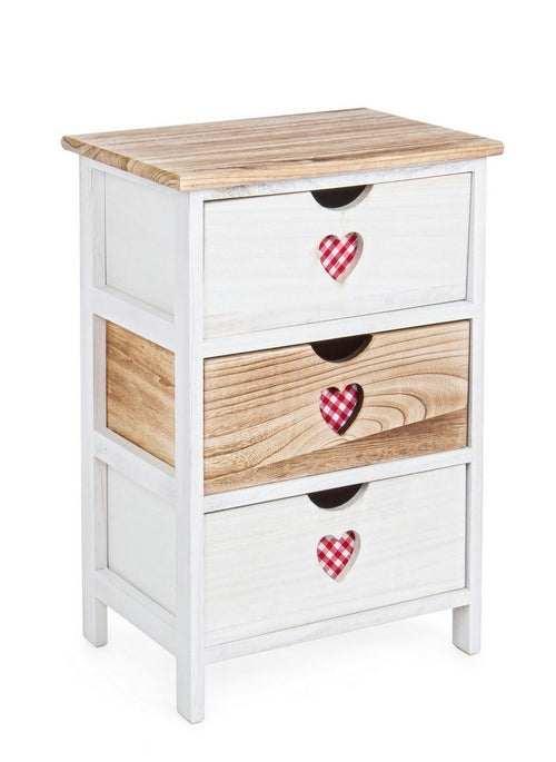 Nachttisch mit 3 schubladen Chalet Weiß