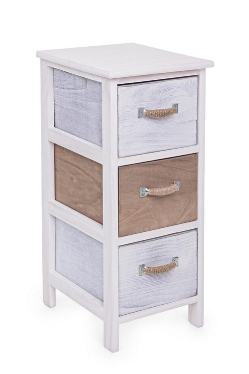 Nachttisch mit 3 schubladen Meredith Slim Elfenbein