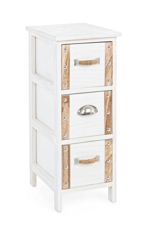 Nachttisch mit 3 schubladen Romance Slim Weiß