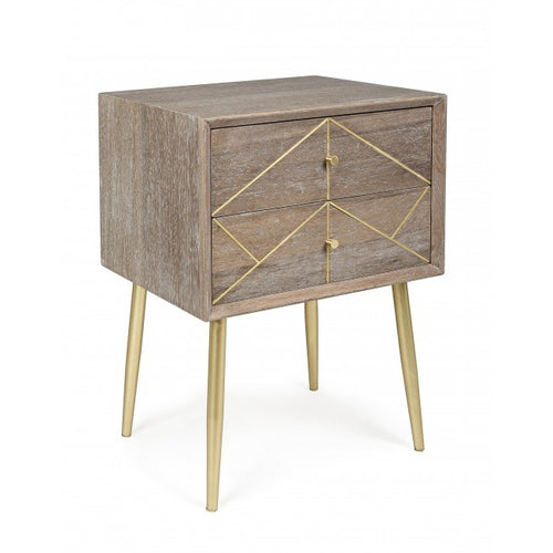 Nachttisch mit 2 schubladen Filomena Natürlich